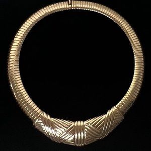 Vintage Gallery Originals For Avon Alexandria Gold Tone Omega Choker Necklace